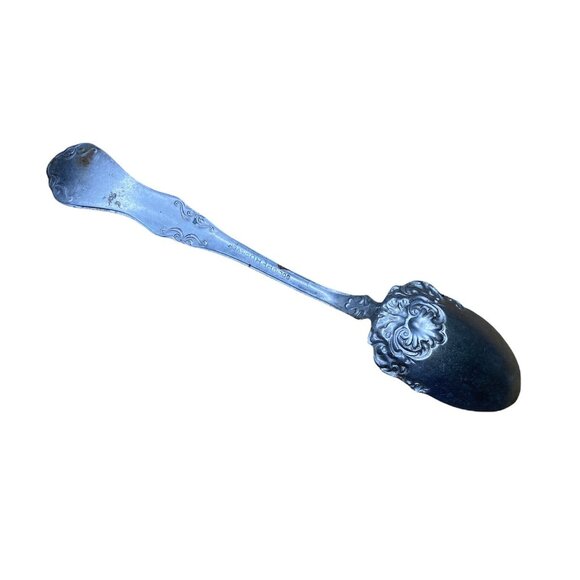 Antique Solid SIlver Peru Spoon Floral Decor Handle & Bowl 18 Gram - Picture 4 of 8